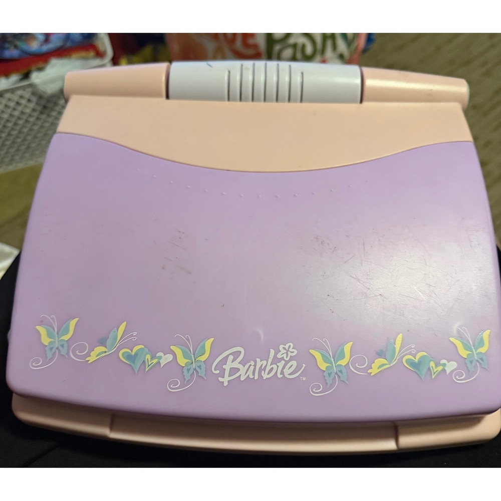 Barbie B-Bright Pink Purple Learning Laptop Educational Toy Mattel Butterfly